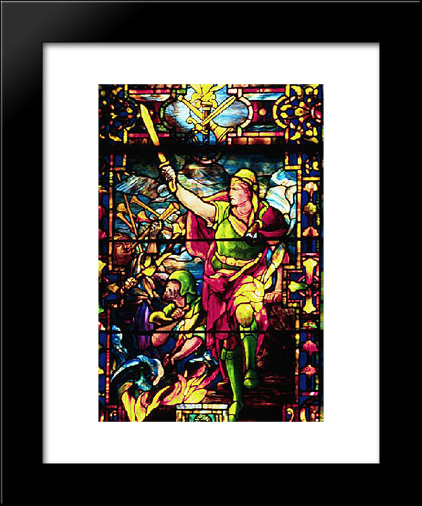 Gideon'S Rout Of The Midianites 20x24 Black Modern Wood Framed Art Print Poster by Tiffany, Louis Comfort