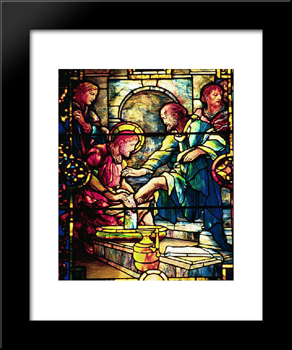 Jesus Washing The Feet Of The Disciples 20x24 Black Modern Wood Framed Art Print Poster by Tiffany, Louis Comfort