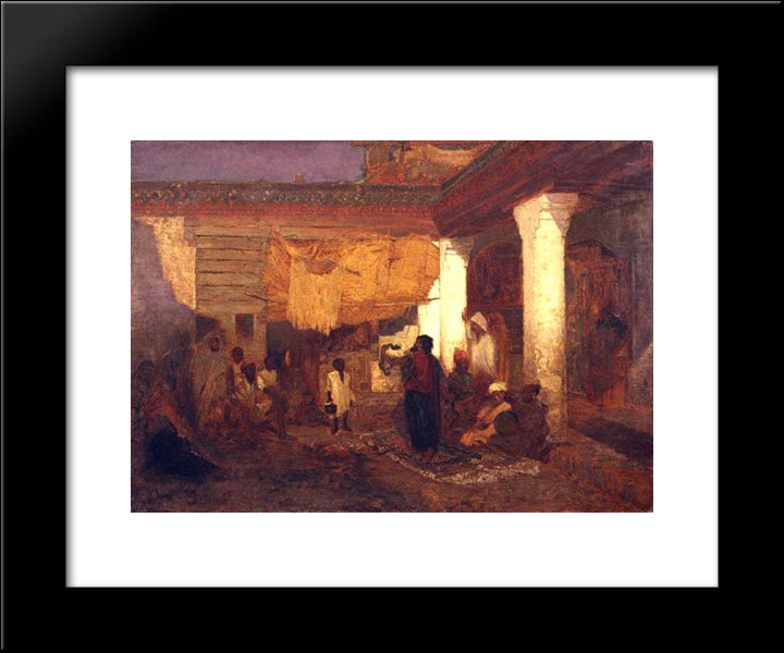 Snake Charmer At Tangier, Africa 20x24 Black Modern Wood Framed Art Print Poster by Tiffany, Louis Comfort