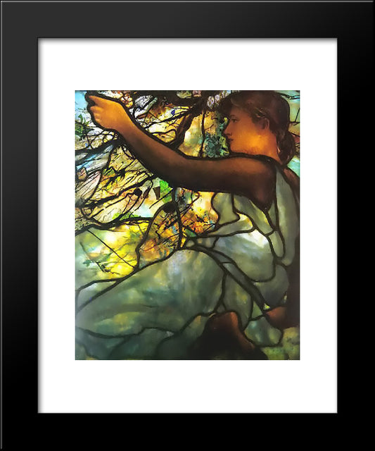 Tiffany Electrified Window Box: Spring 20x24 Black Modern Wood Framed Art Print Poster by Tiffany, Louis Comfort