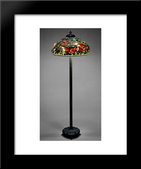 Elaborate Peony Shade With Standing Lamp 20x24 Black Modern Wood Framed Art Print Poster by Tiffany, Louis Comfort