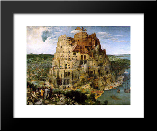 The Tower Of Babel 20x24 Black Modern Wood Framed Art Print Poster by Bruegel the Elder, Pieter