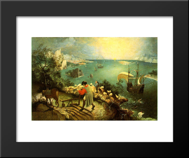 Landscape With The Fall Of Icarus 20x24 Black Modern Wood Framed Art Print Poster by Bruegel the Elder, Pieter