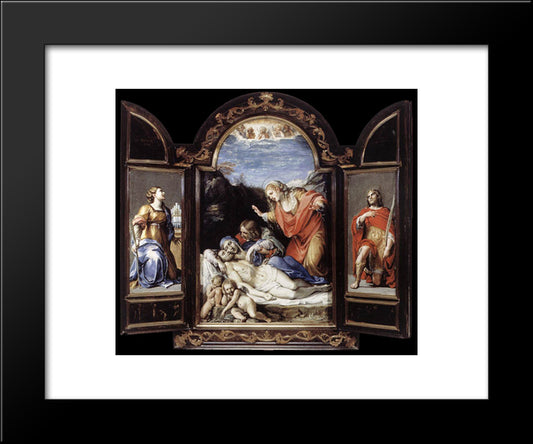 Triptych 20x24 Black Modern Wood Framed Art Print Poster by Carracci, Annibale