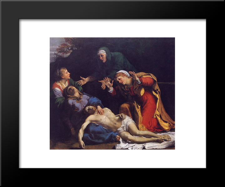 Lamentation Of Christ 20x24 Black Modern Wood Framed Art Print Poster by Carracci, Annibale