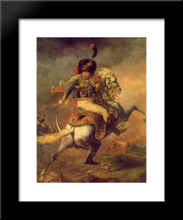 An Officer Of The Imperial Horse Guards Charging 20x24 Black Modern Wood Framed Art Print Poster by Gericault, Theodore