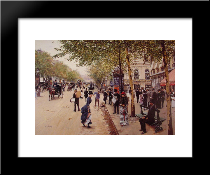 Boulevard Des Capucines 20x24 Black Modern Wood Framed Art Print Poster by Beraud, Jean
