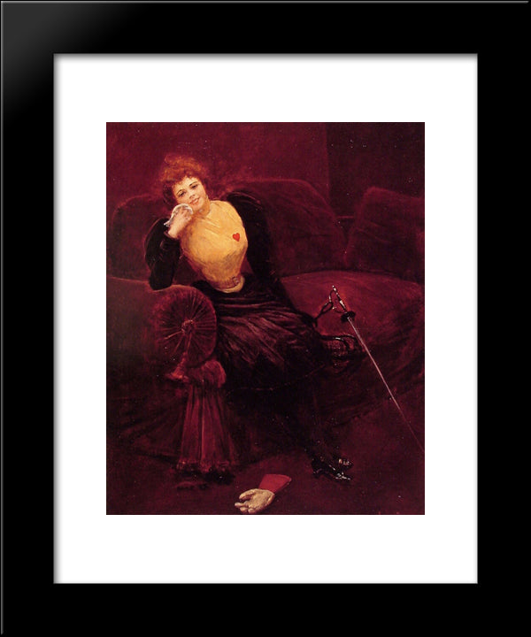 Une Escrimeuse 20x24 Black Modern Wood Framed Art Print Poster by Beraud, Jean