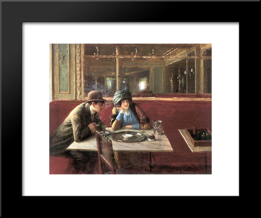 Au Cafe 20x24 Black Modern Wood Framed Art Print Poster by Beraud, Jean