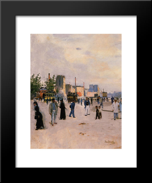 A Morning Stroll 20x24 Black Modern Wood Framed Art Print Poster by Beraud, Jean