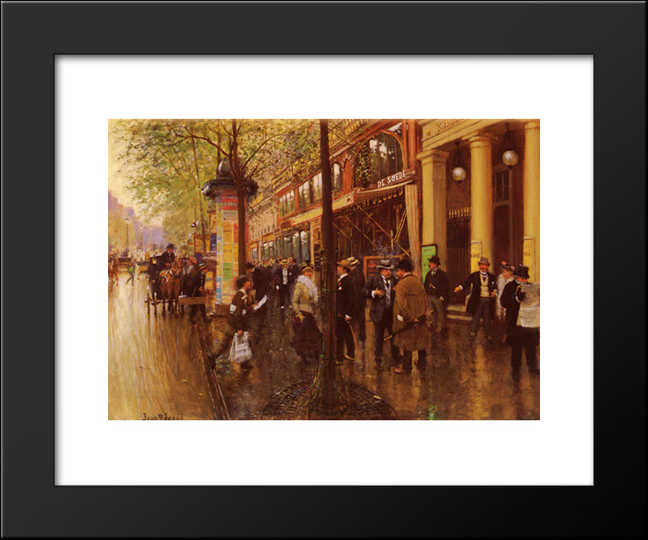 Les Grands Boulevards: Le Theatre Des Varietes 20x24 Black Modern Wood Framed Art Print Poster by Beraud, Jean