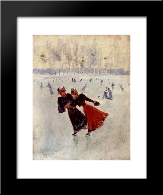 Women Skating 20x24 Black Modern Wood Framed Art Print Poster by Beraud, Jean