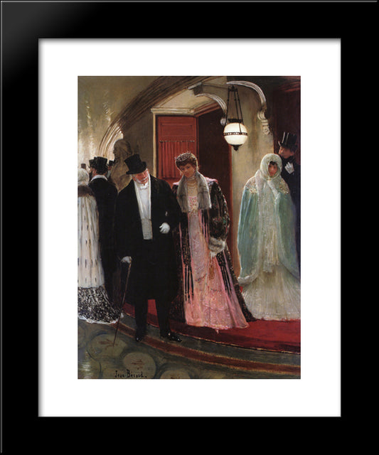 Leaving The Opera 20x24 Black Modern Wood Framed Art Print Poster by Beraud, Jean