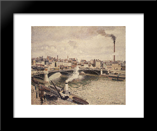 Morning, An Overcast Day, Rouen 20x24 Black Modern Wood Framed Art Print Poster by Pissarro, Camille