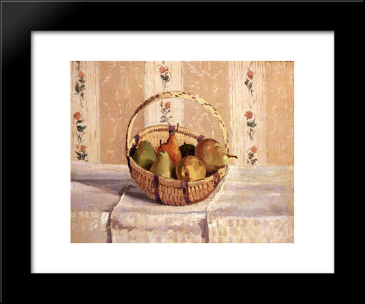 Still Life: Apples And Pears In A Round Basket 20x24 Black Modern Wood Framed Art Print Poster by Pissarro, Camille