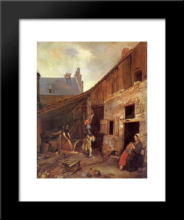 The Family Of The Stone Grinder 20x24 Black Modern Wood Framed Art Print Poster by Terborch, Gerard