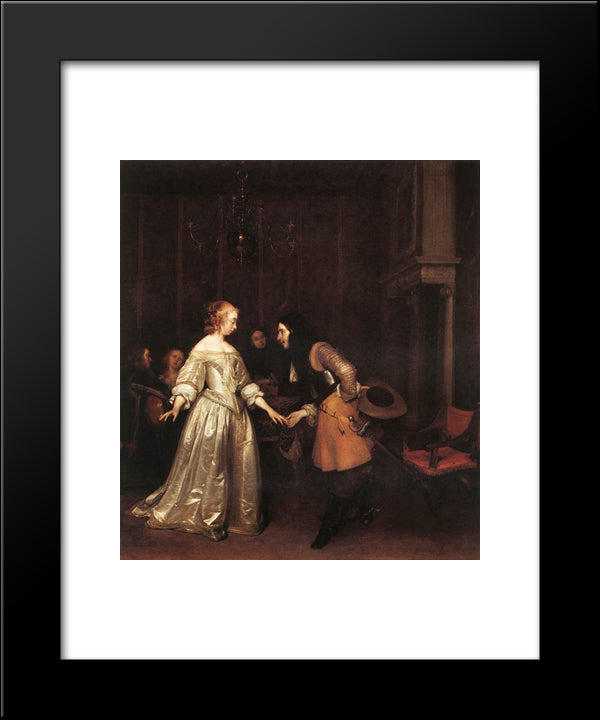 The Dancing Couple 20x24 Black Modern Wood Framed Art Print Poster by Terborch, Gerard
