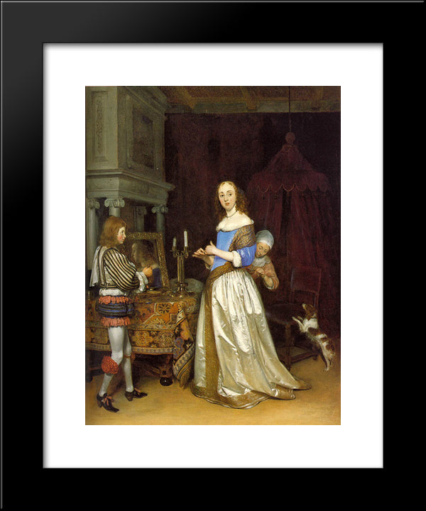 Lady At Her Toilette 20x24 Black Modern Wood Framed Art Print Poster by Terborch, Gerard