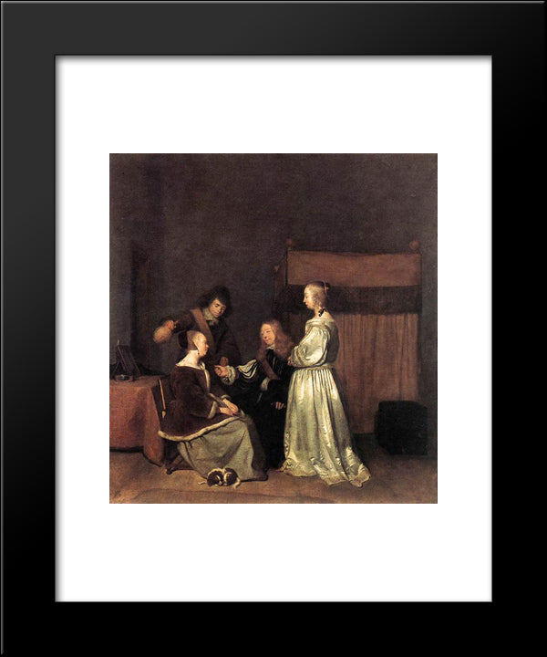 The Visit 20x24 Black Modern Wood Framed Art Print Poster by Terborch, Gerard