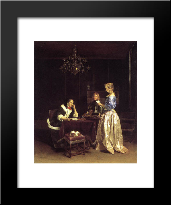 Woman Reading A Letter 20x24 Black Modern Wood Framed Art Print Poster by Terborch, Gerard