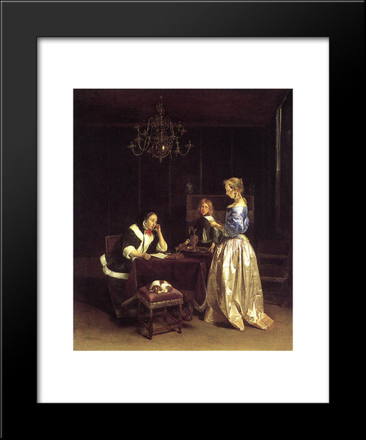 Woman Reading A Letter 20x24 Black Modern Wood Framed Art Print Poster by Terborch, Gerard