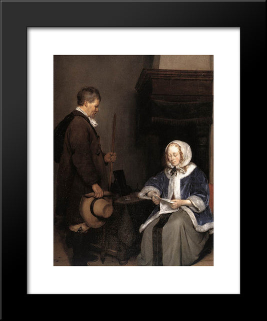 Lady Reading A Letter (Detail) 20x24 Black Modern Wood Framed Art Print Poster by Terborch, Gerard