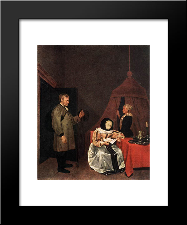 The Message 20x24 Black Modern Wood Framed Art Print Poster by Terborch, Gerard