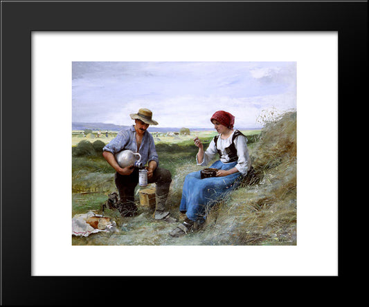 Le Dejeuner De Faneuse 20x24 Black Modern Wood Framed Art Print Poster by Dupre, Julien