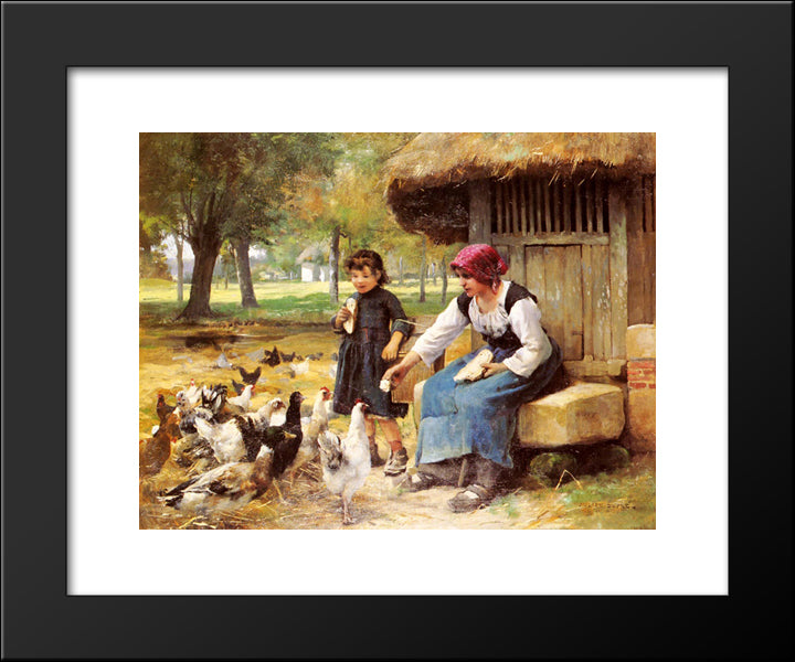 Feeding Time 20x24 Black Modern Wood Framed Art Print Poster by Dupre, Julien