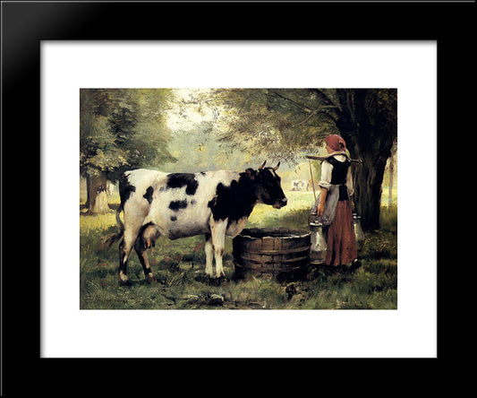 The Milkmaid 20x24 Black Modern Wood Framed Art Print Poster by Dupre, Julien