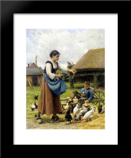 In The Farmyard 20x24 Black Modern Wood Framed Art Print Poster by Dupre, Julien