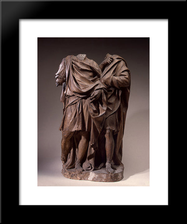 Two Saints 20x24 Black Modern Wood Framed Art Print Poster by Algardi, Alessandro