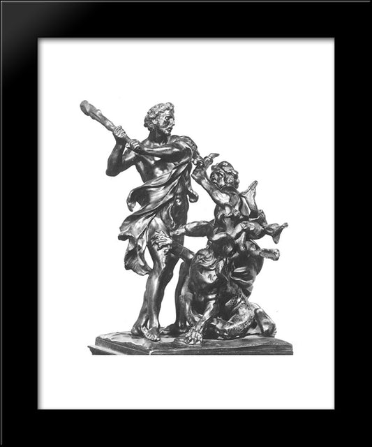 Heracles And The Hydra 20x24 Black Modern Wood Framed Art Print Poster by Algardi, Alessandro
