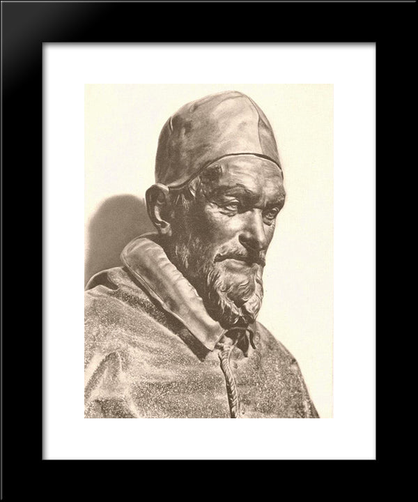 Bust Of Pope Innocent X 20x24 Black Modern Wood Framed Art Print Poster by Algardi, Alessandro