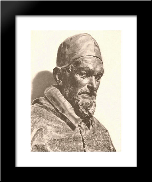 Bust Of Pope Innocent X 20x24 Black Modern Wood Framed Art Print Poster by Algardi, Alessandro