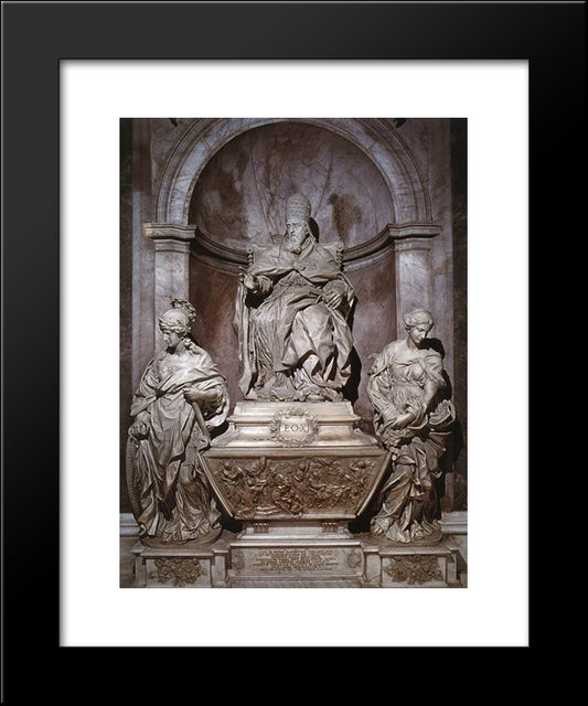 Monument Of Pope Leo Xi 20x24 Black Modern Wood Framed Art Print Poster by Algardi, Alessandro