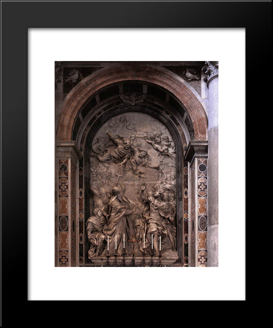 The Meeting Of Leo I And Attila 20x24 Black Modern Wood Framed Art Print Poster by Algardi, Alessandro