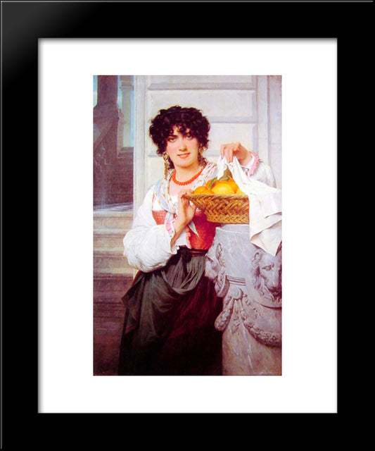 Pisan Girl With Basket Of Oranges And Lemons 20x24 Black Modern Wood Framed Art Print Poster by Cot, Pierre Auguste
