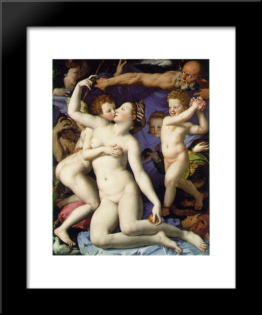 Venus, Cupide And The Time 20x24 Black Modern Wood Framed Art Print Poster by Bronzino, Agnolo