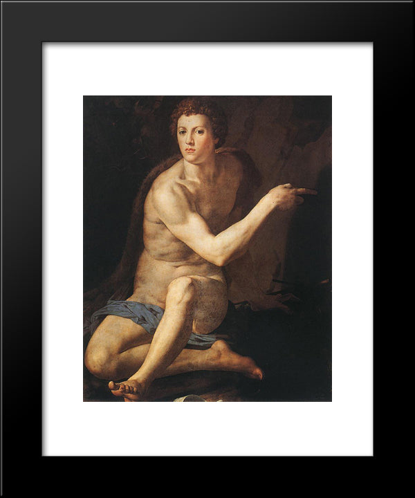 St. John The Baptist 20x24 Black Modern Wood Framed Art Print Poster by Bronzino, Agnolo