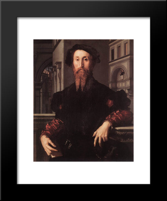 Portrait Of Bartolomeo Panciatichi 20x24 Black Modern Wood Framed Art Print Poster by Bronzino, Agnolo