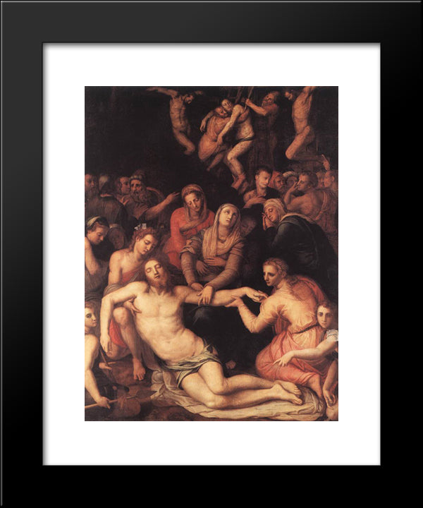 Deposition 20x24 Black Modern Wood Framed Art Print Poster by Bronzino, Agnolo