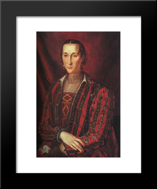Portrait Of Eleanora Di Toledo 20x24 Black Modern Wood Framed Art Print Poster by Bronzino, Agnolo