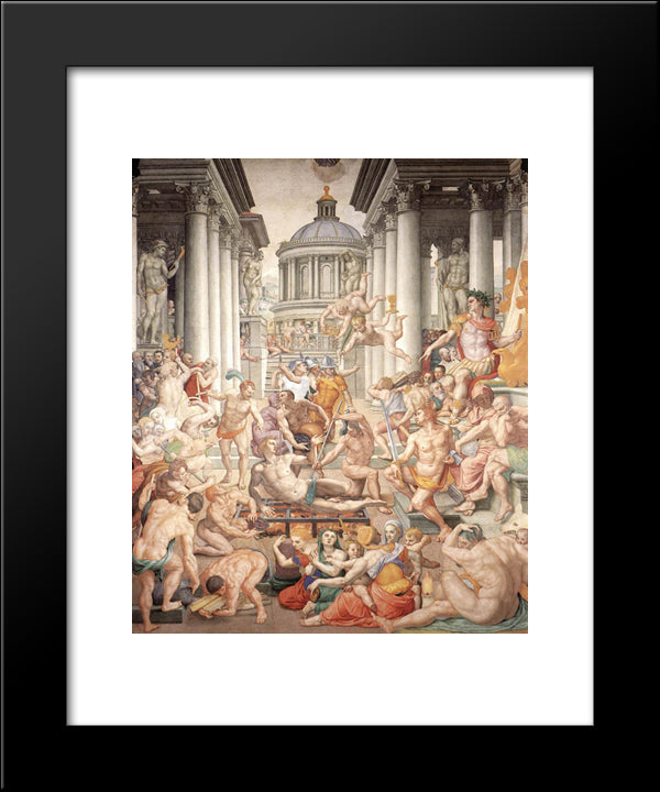 Martyrdom Of St Lawrence 20x24 Black Modern Wood Framed Art Print Poster by Bronzino, Agnolo