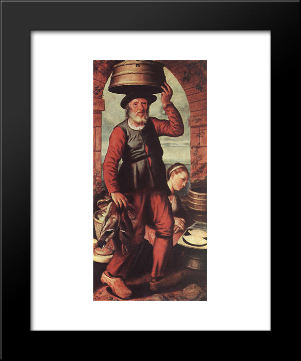 Market Scene 20x24 Black Modern Wood Framed Art Print Poster by Aertsen, Pieter