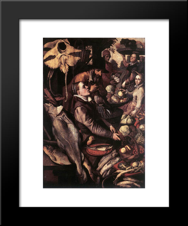 Market Scene 20x24 Black Modern Wood Framed Art Print Poster by Aertsen, Pieter