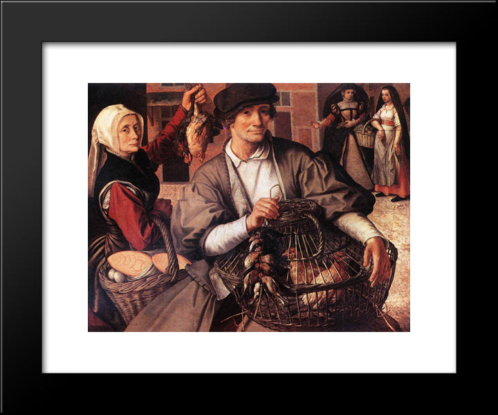 Market Scene 20x24 Black Modern Wood Framed Art Print Poster by Aertsen, Pieter