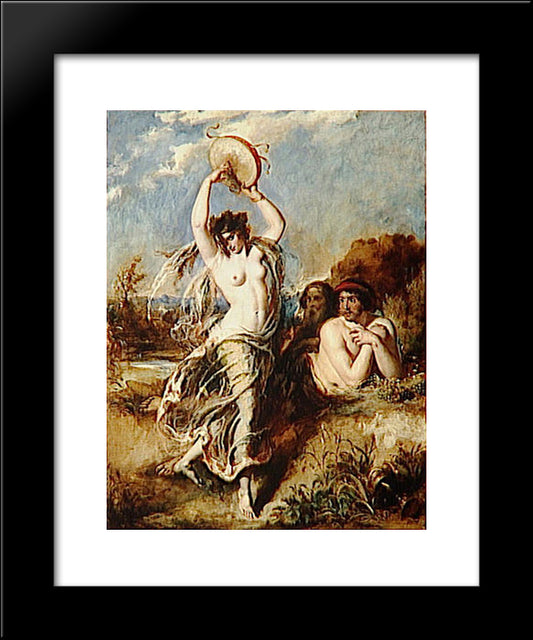 Bacchante Playing The Tambourine 20x24 Black Modern Wood Framed Art Print Poster by Etty, William