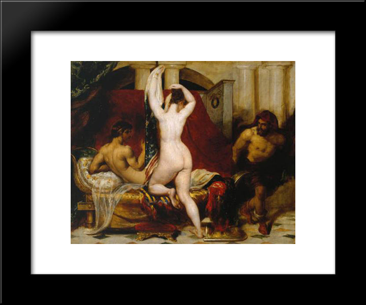 Candaules, King Of Lydia, Shews His Wife By Stealth To Gyges, One Of His Ministers, As She Goes To Bed 20x24 Black Modern Wood Framed Art Print Poster by Etty, William