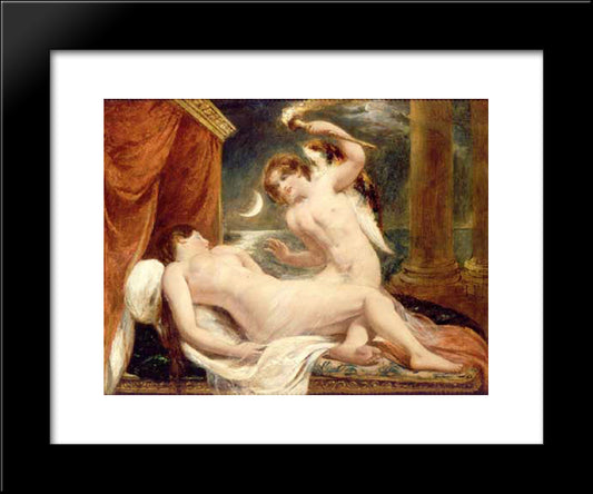 Cupid And Psyche 20x24 Black Modern Wood Framed Art Print Poster by Etty, William